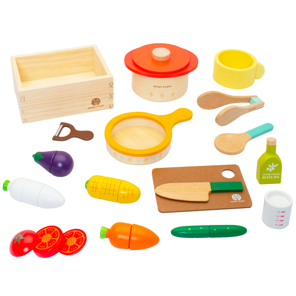 はじめてのおままごと サラダ＆なべフライパンセット | ウッディプッディ