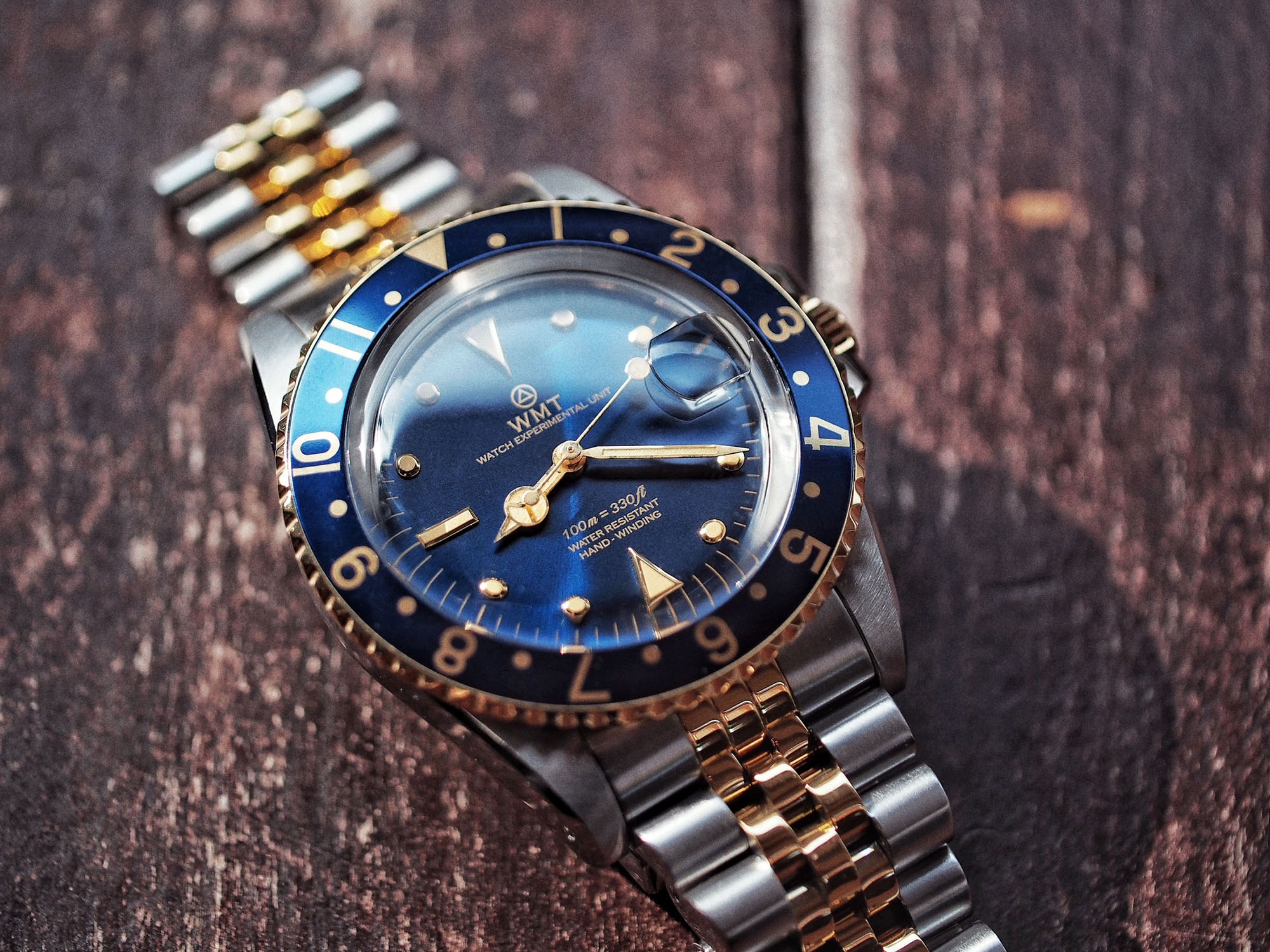 Sanford - 2 Tone / Blue bezel Aged Edition - WMTWatch