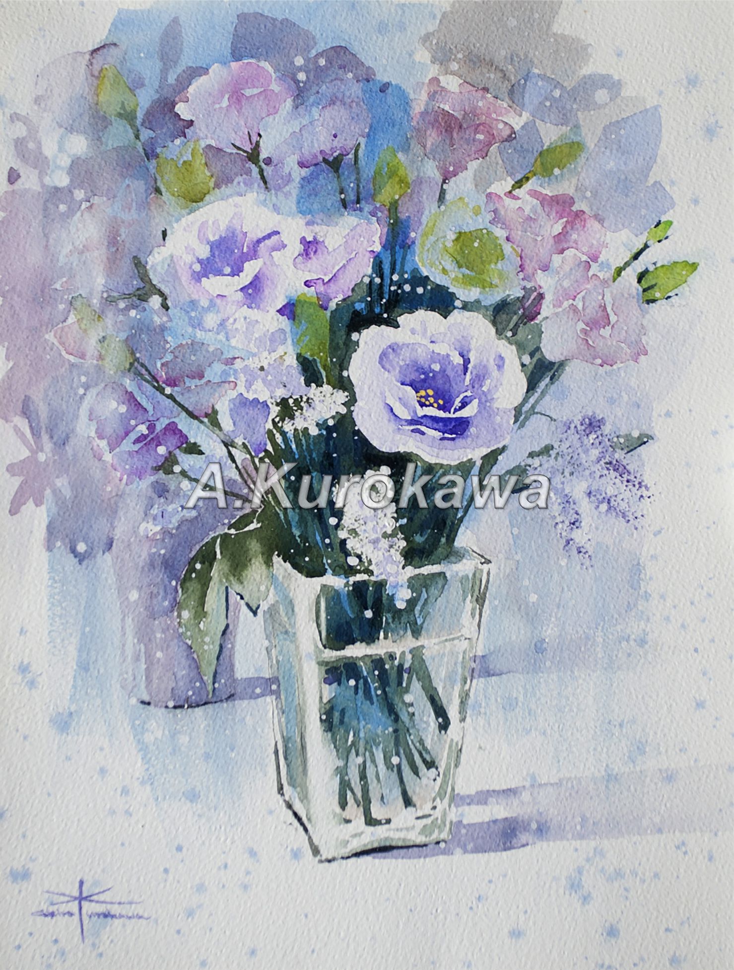 トルコキキョウ <原画>｜画家・黒川明のオンラインショップ