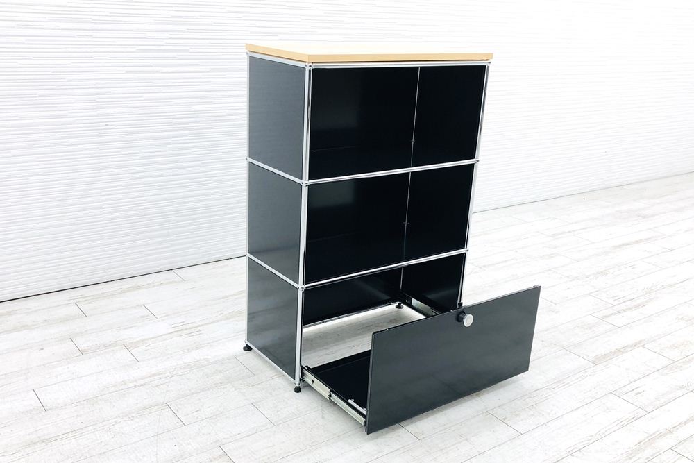 USMハラー キャビネット 3段 ブラック | 中古オフィス家具専門店の