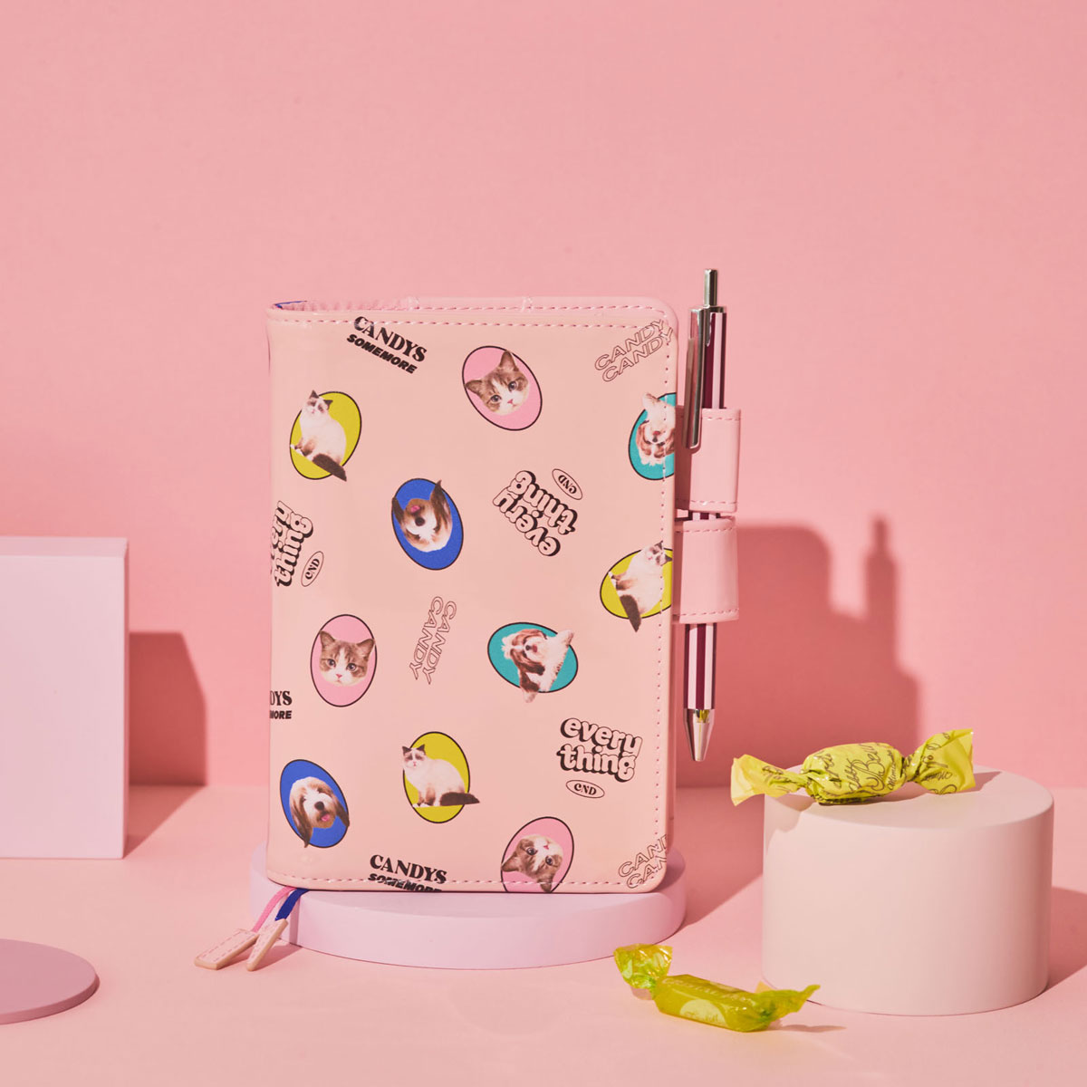 Candy Stripper / DOG&CAT RANDOM（pink） ［オリジナルサイズ（A6