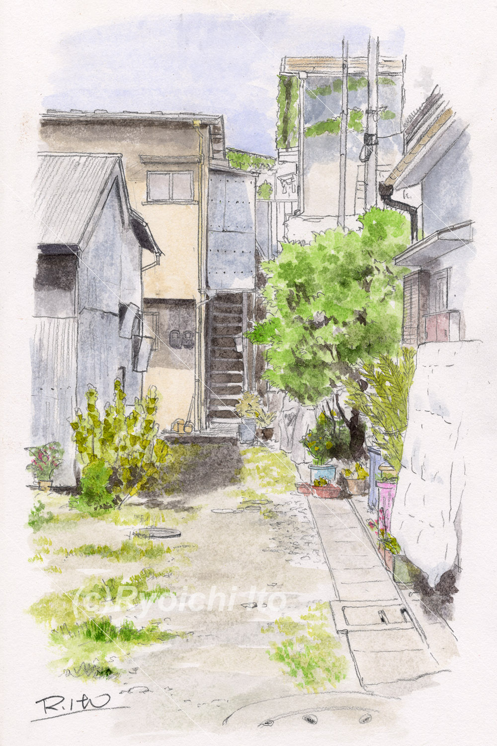 空気を感じる手描きの透明水彩画イラスト2 （オリジナル作品） - 心に