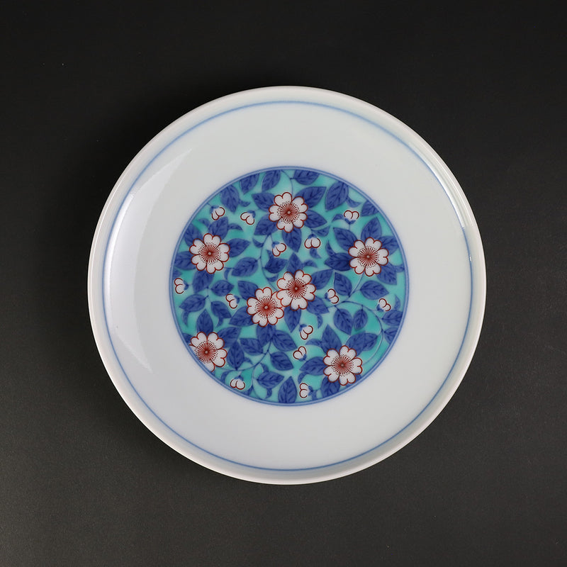 今右衛門窯 色鍋島桜文皿(藍色・緑) – ギャラリー一番館オンラインショップ