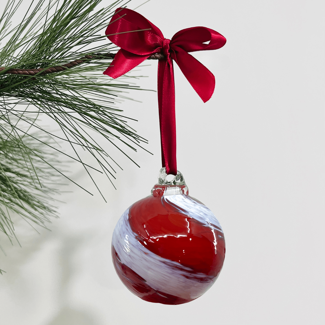 Mini Holiday Ornament, Peppermint Swirl - Luke Adams Glass Blowing