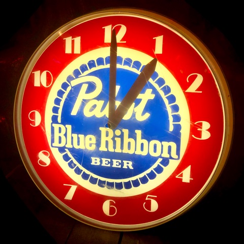 Vintage Pabst Blue Ribbon Beer Lighted Clock Sign (T609