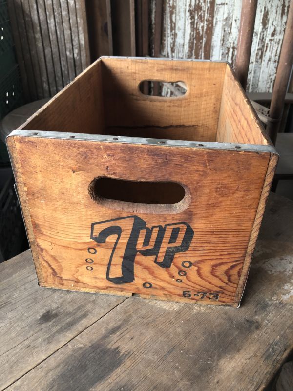 70s Vintage Advertising 7up Wooden Crate Wood Box (M810