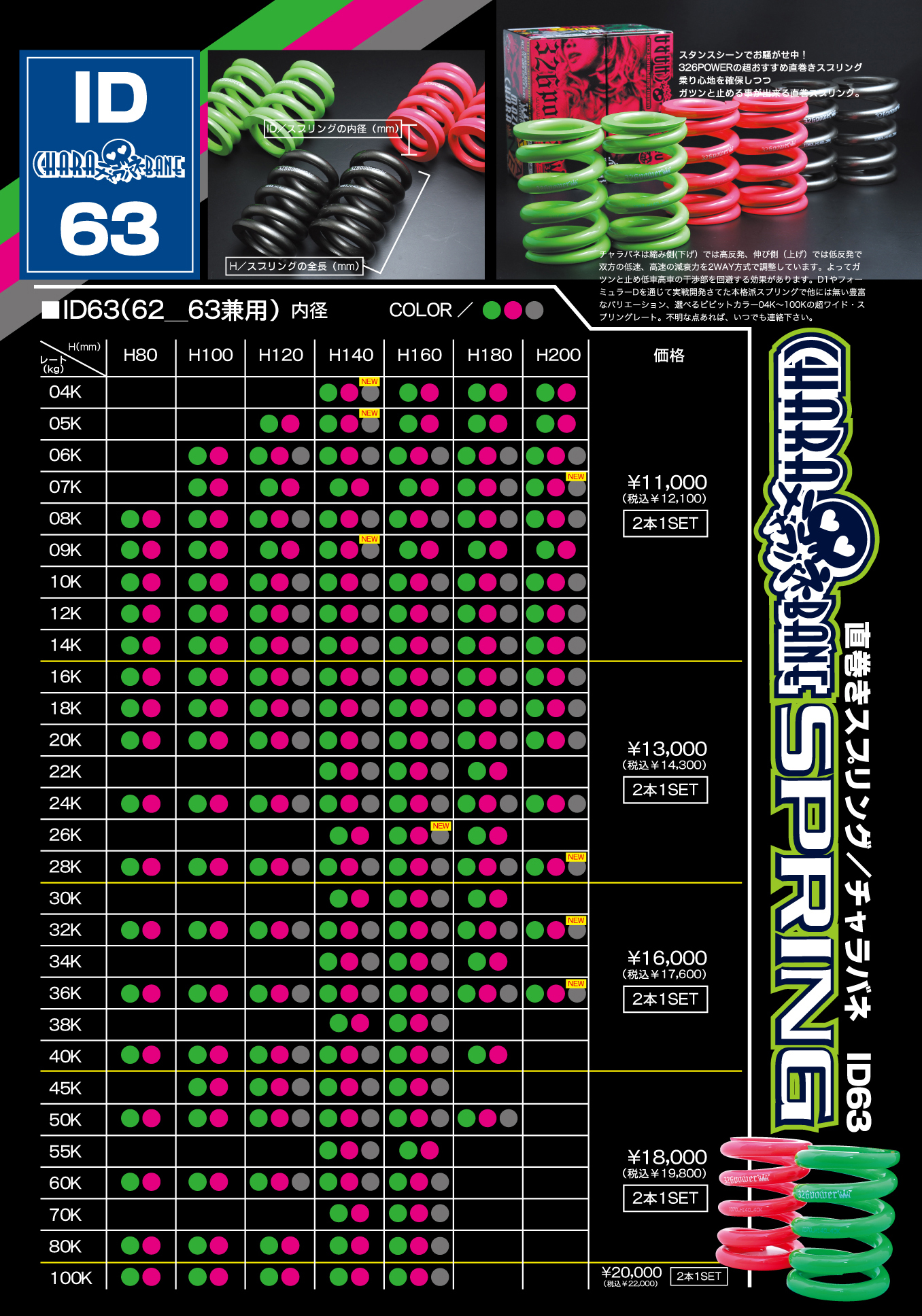 チャラバネ・ID63（62-63兼用）-H140 商品詳細 広島県東広島市西条町の