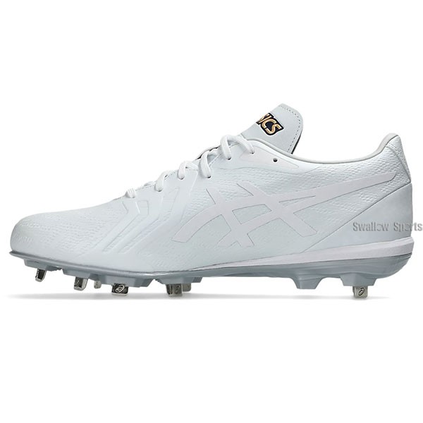野球 スパイク アシックス 金具 白スパイク 高校野球対応 ゴールド