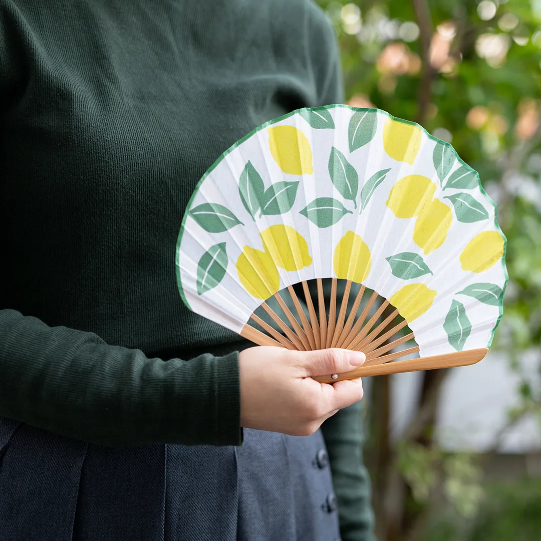 おしゃれな万月扇子セット レモン / かまわぬ 夏｜暦生活｜日本の季節