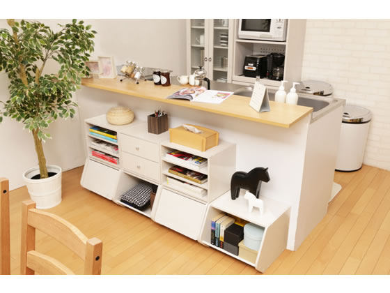 アイリスオーヤマ スタックボックス 扉付き W400 オフホワイト STB