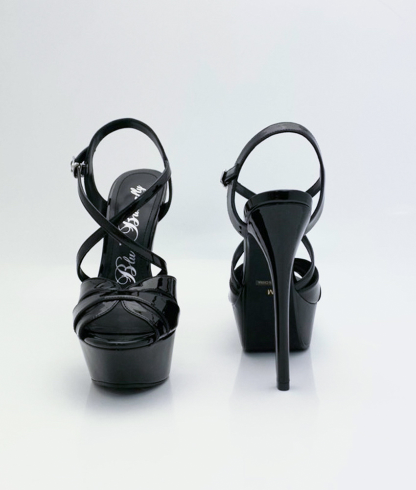 前厚16cmハイヒールサンダル/ブルーバタフライ - カラードレス