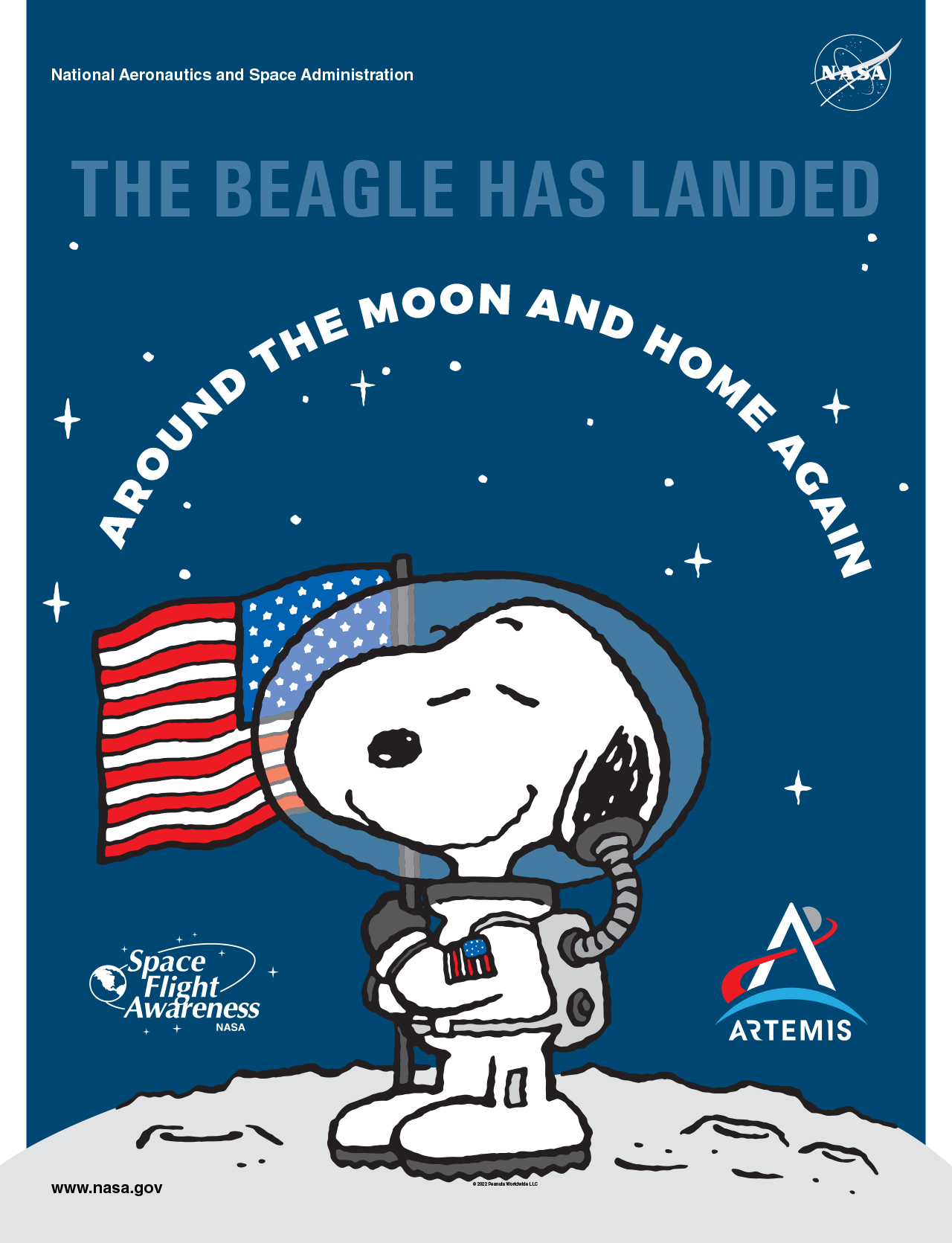 Snoopy is 'home again' on revived NASA poster promoting Artemis