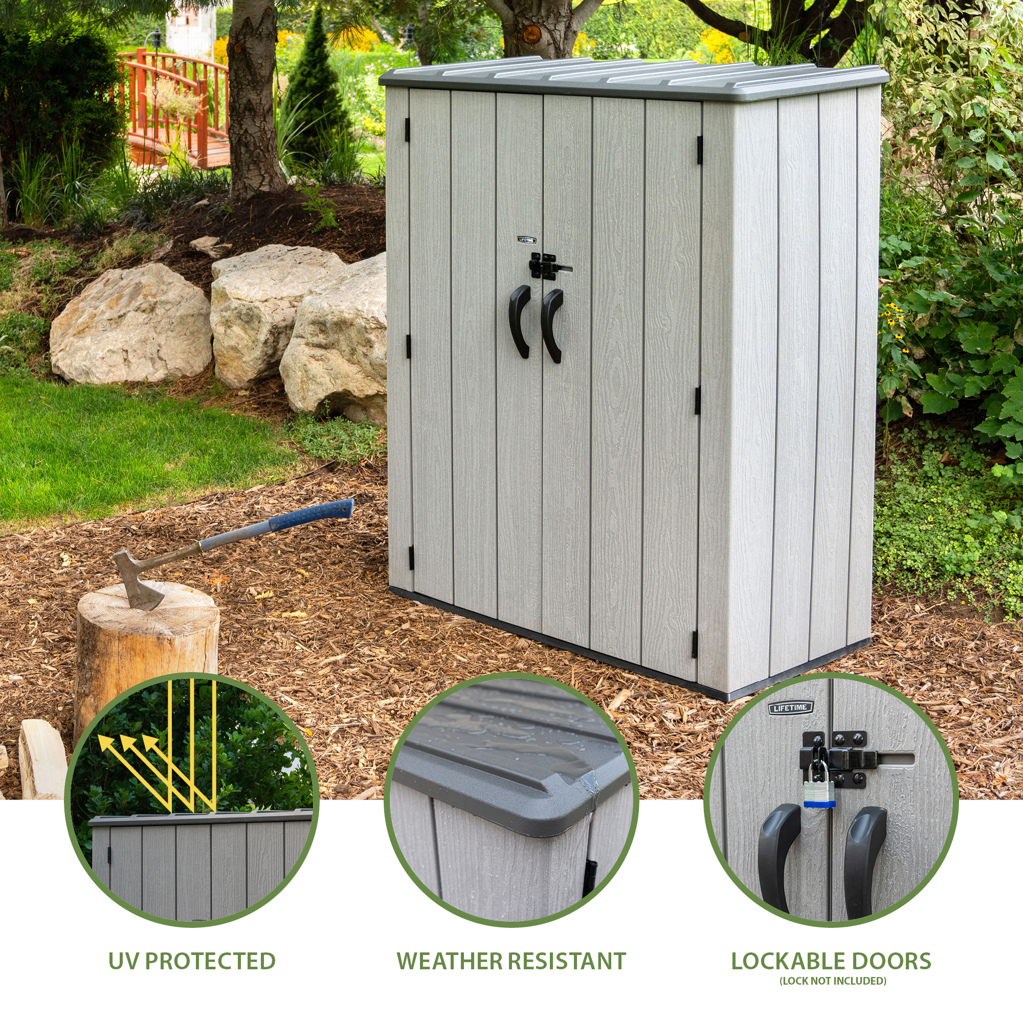 Lifetime 60300 Vertical Storage Shed Rough Cut 53-Cubic Feet