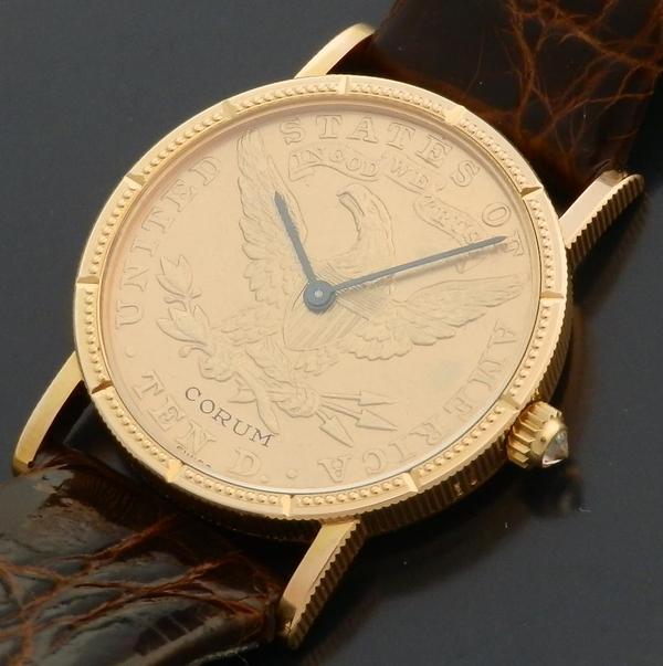 激希少!手巻Cal.21ミドルサイズ☆コルム 10ドルコインウオッチ☆18金