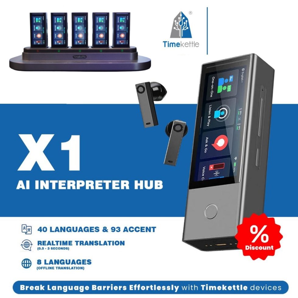 最大20人の同時通訳を可能にする多言語AIハブ - Timekettle X1 翻訳機
