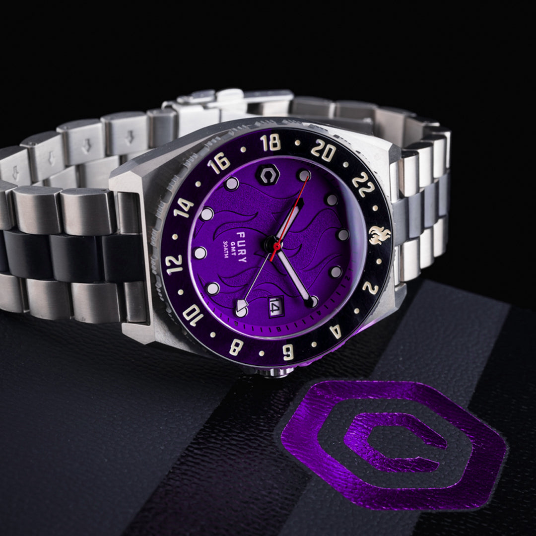 Fury Deep Purple Titanium GMT Automatic Watch core timepieces