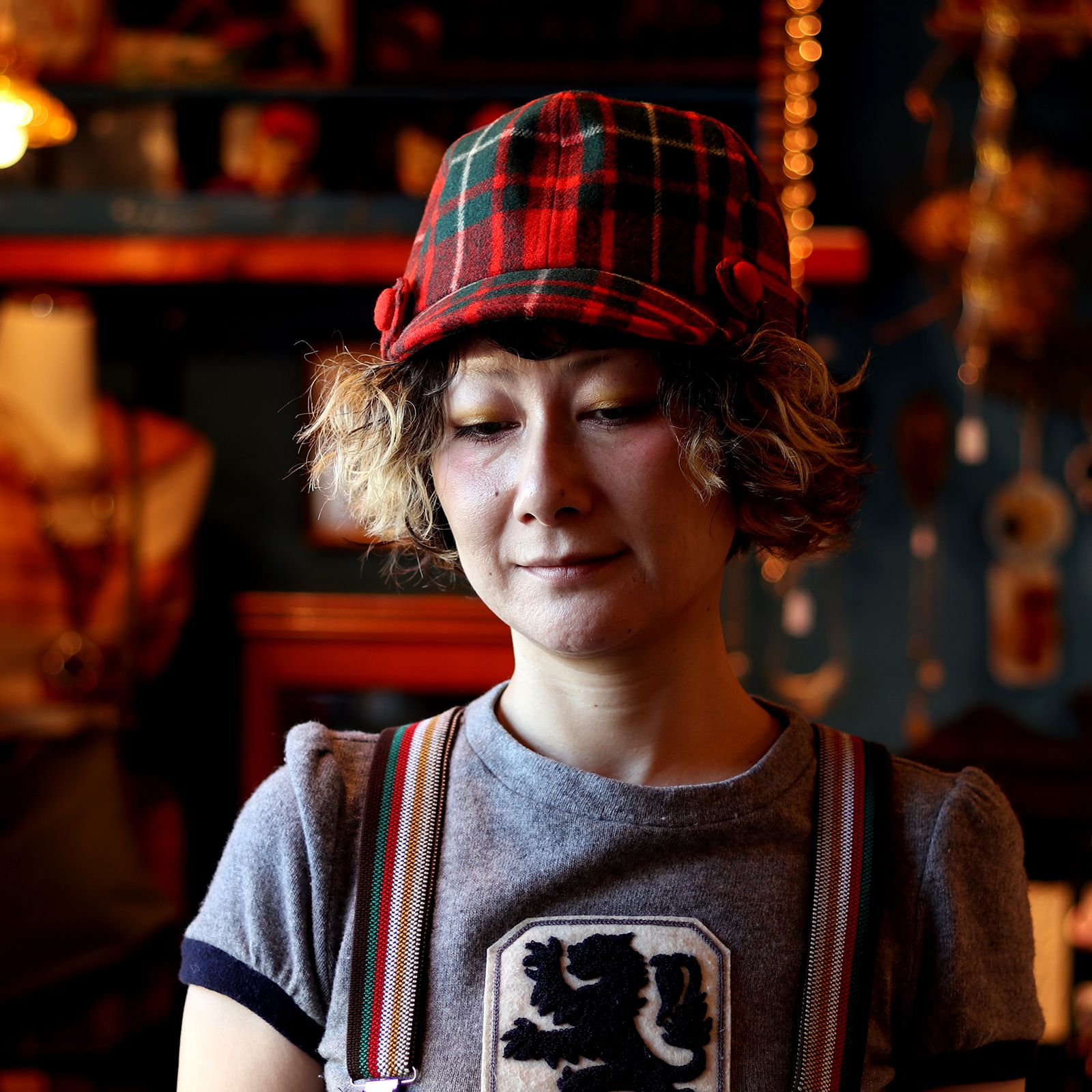 Chapon - サイドベルトキャップ レッド系タータンチェック | corne/コルネ