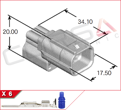 7282-2764-30 - Yazaki | HS-6P-1 - Corsa Technic | 6-Way Kit