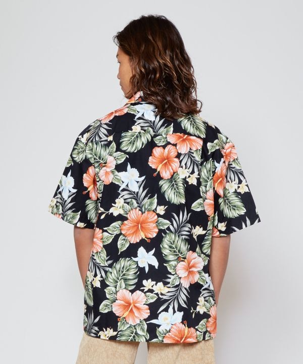 カハラハイビアロハメンズシャツ【TWO PALMS】(L BLACK): 『Kahiko