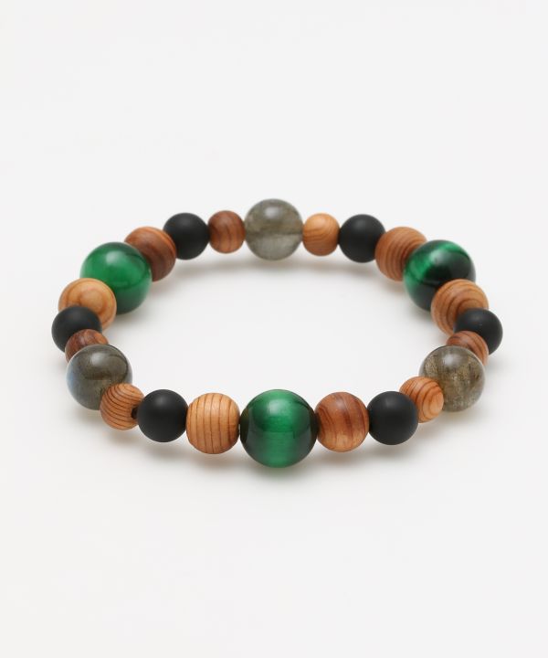 屋久杉六角 グリーンタイガーアイブレスレット(GREEN TIGEREYE): 『岩