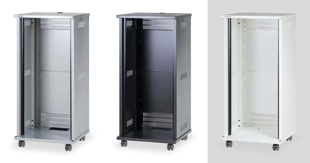 24U スチール製AVワゴン（組立式・扉なし）｜CWZK-24-DN｜カナレ電気