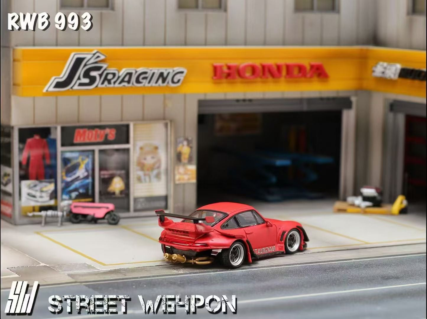 Preorder) Street Weapon 1:64 Porsche RWB 993 Red NAGINATA Livery