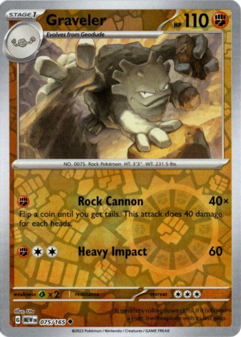 ゴローン 海外版 英語版 リバホロ Graveler - 075/165 -【Card Chicken】