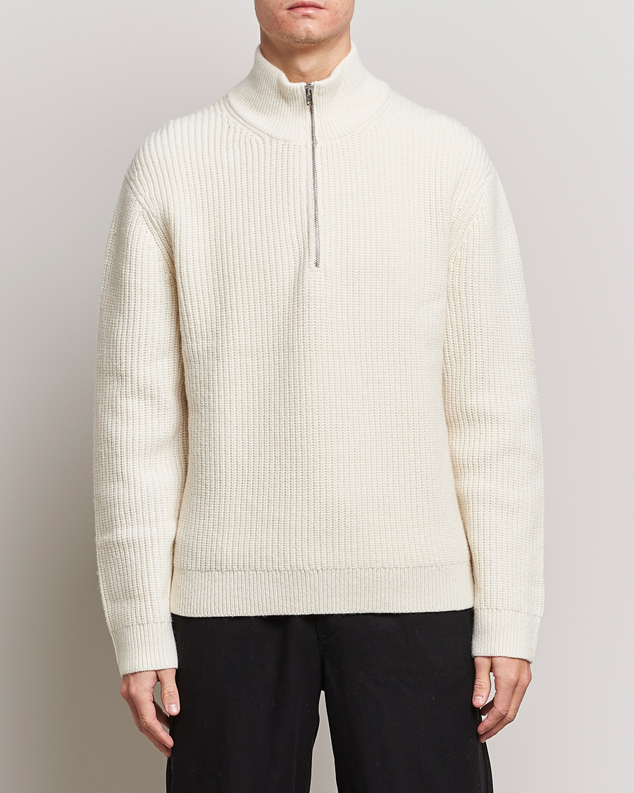 Filippa K Half Zip Sweater Off White at CareOfCarl.com