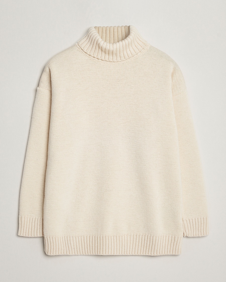 Stone Island Full Rib Wool Turtleneck Ivory at CareOfCarl.com