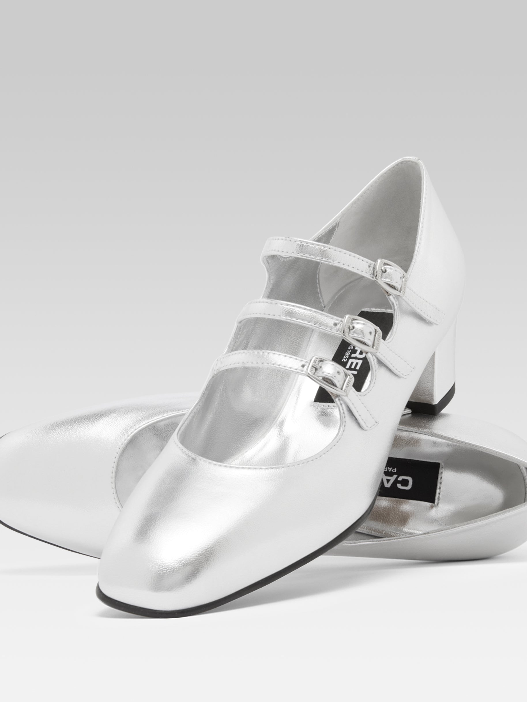 Kina - Silver laminated leather Mary Janes pumps | Carel Paris