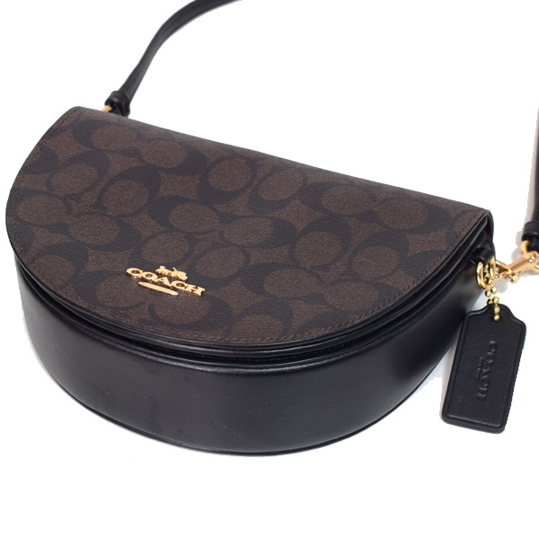 COACH】コーチ コーティングキャンバス スムースレザー 三日月 ハーフ