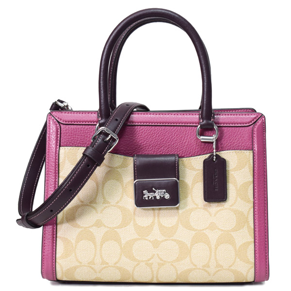 COACH】コーチ レザー シグネチャー グレース キャリー オール ロゴ