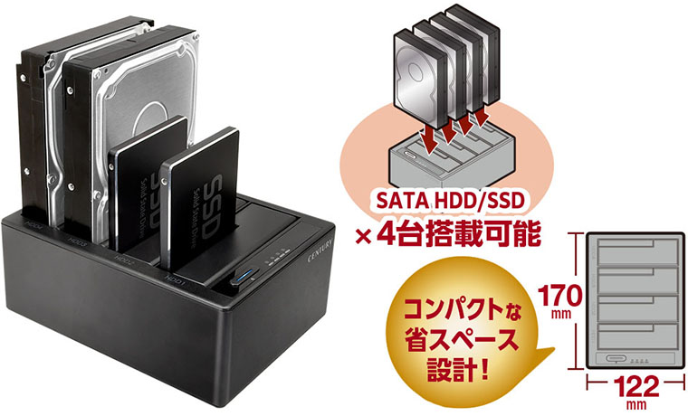 裸族のお立ち台 QUAD USB10G (CROS4U10G) ハードディスク（HDD）ケース