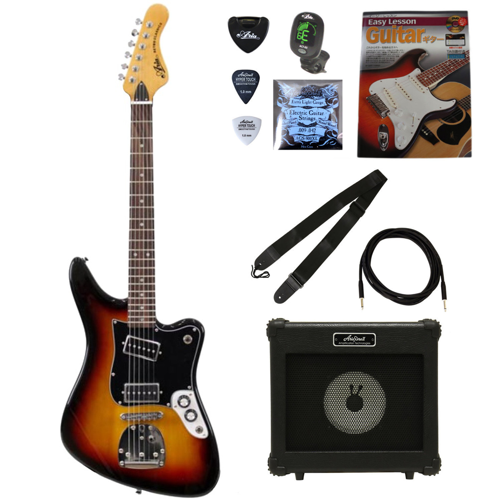 ARIA RETRO-1532J 3TS エレキギター アンプ付き 初心者セット(アリア