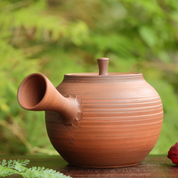 水野博之 窯変朱泥急須 満容量240ml 作家もの常滑焼煎茶器 日本茶中国