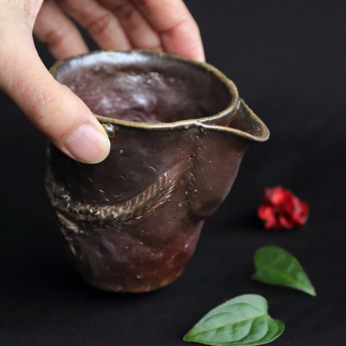 大森宏明 備前龍片口 満容量230ml 手びねり 登り窯焼成 作家もの茶海