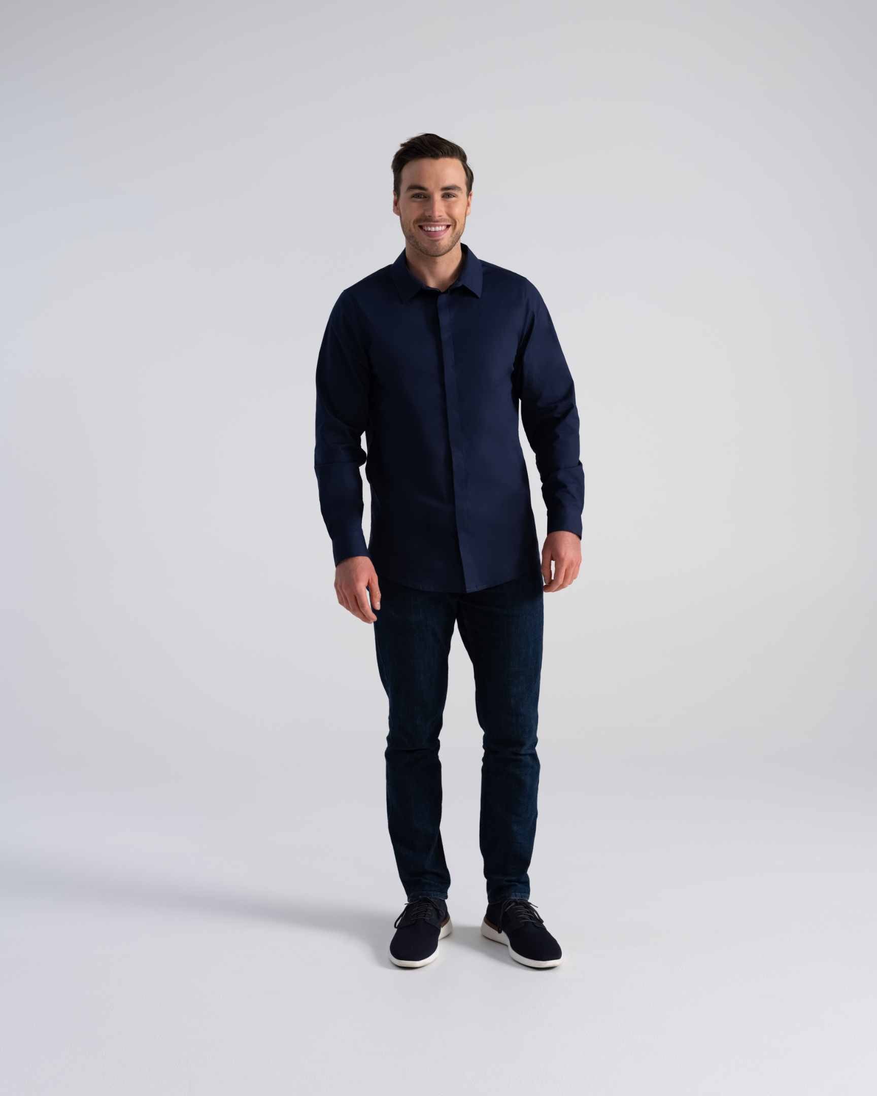 快適「プレミアムフォーマル」長袖ドレスシャツ｜ネイビー｜Chef Works