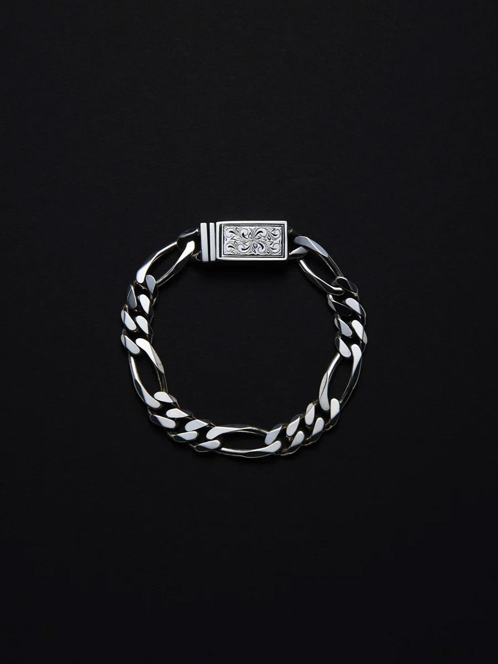 ANTIDOTE BUYERS CLUB - Engraved Box Clasp Figaro Bracelet