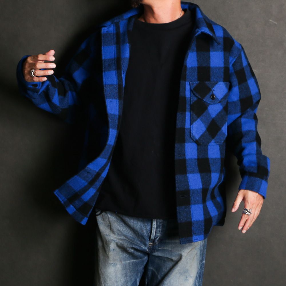 MASSES - × PORKCHOP / WOOL JACKET P - Blue × Black / バッファロー