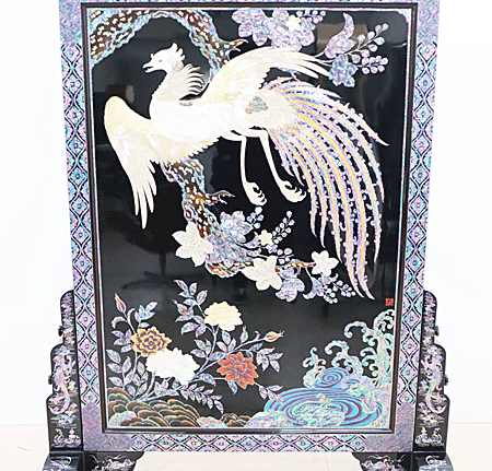 唐木家具】中国美術 高級 鳳凰 衝立/パーテーション 螺鈿細工 出張買取