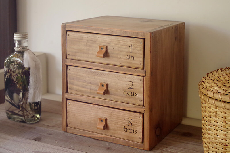 ヴィンテージ風木製ドロワーラック｜アンティーク風木製小引き出し