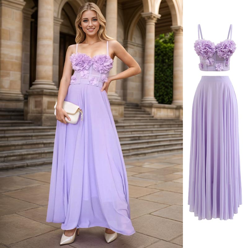 Pearly Petal Bustier Crop Top in Lilac - Boho Chic, Indie