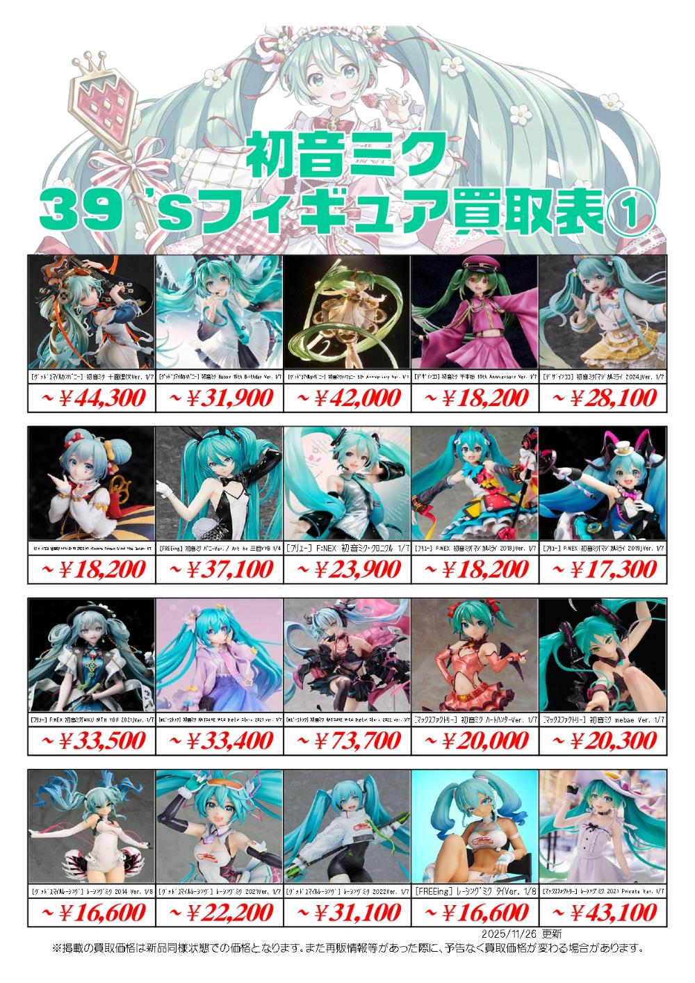 初音ミクフィギュア買取価格表-千葉鑑定団八千代店