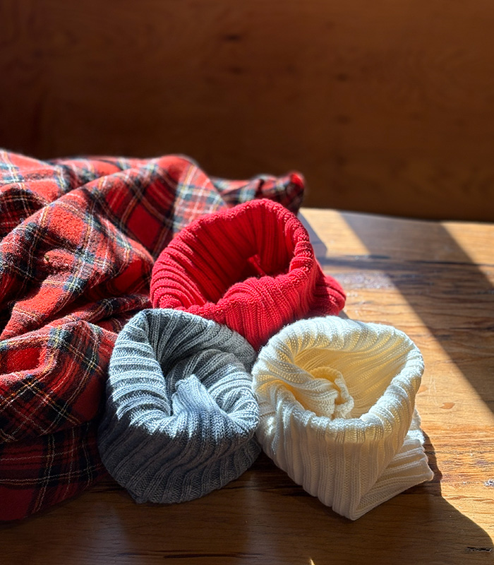 ENFOLD リブ編みネックウォーマー レッド リブ編み ネックウォーマー