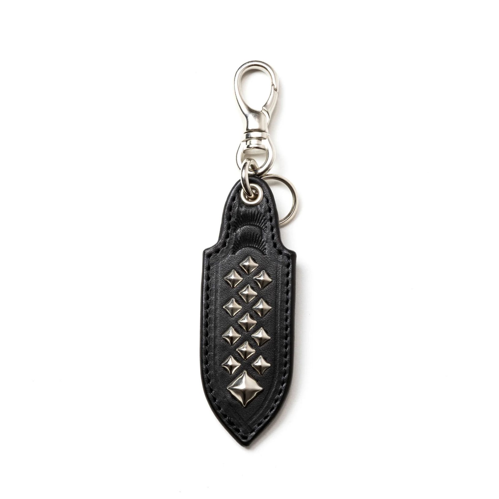 CALEE - STUDS LEATHER KEY RING (BLACK) / スタッズ レザー