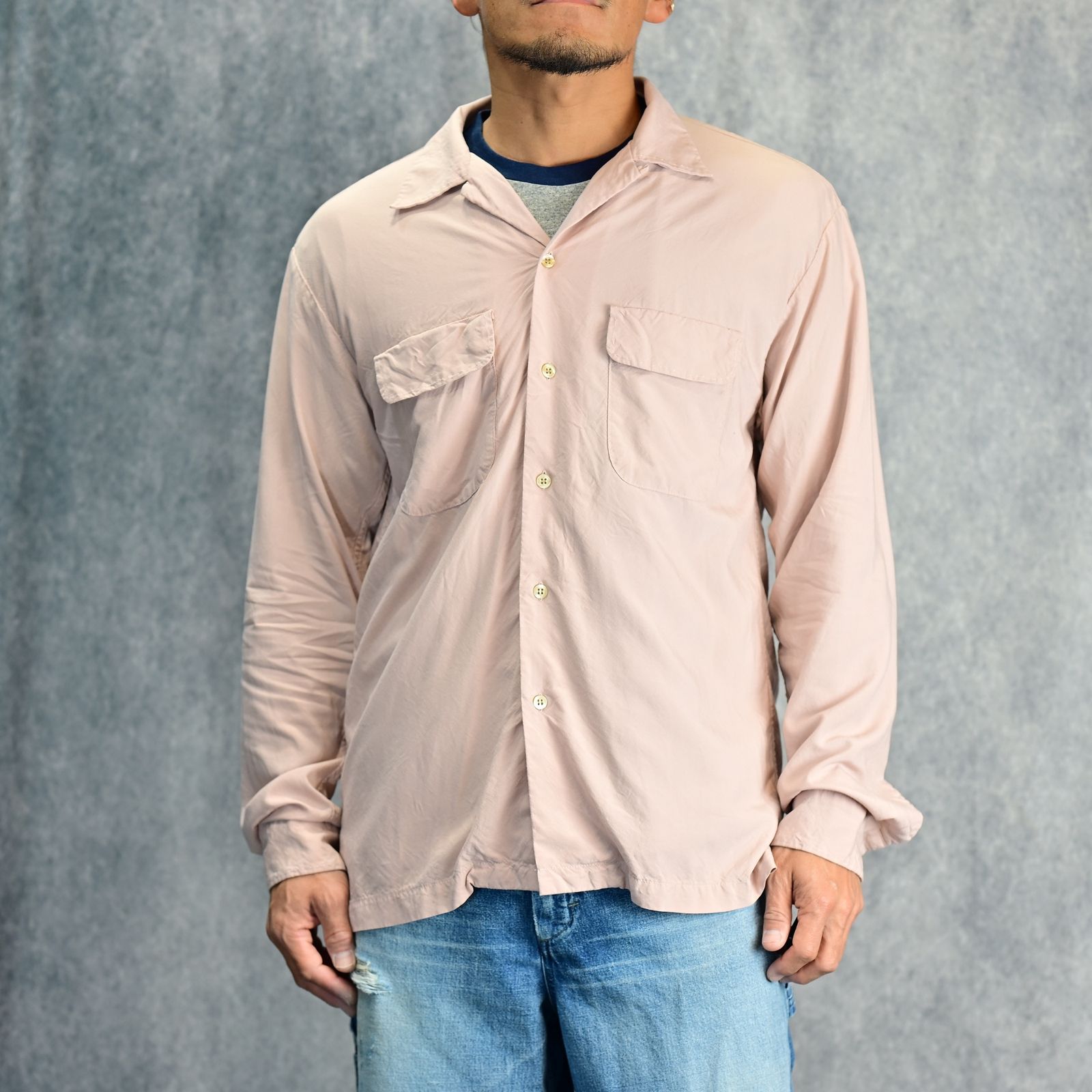 MINEDENIM - Rayon Open Collar SH （PNK） / レーヨン オープンカラー