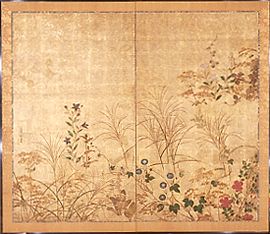 川崎市教育委員会 : 紙本金地着色秋草図屏風