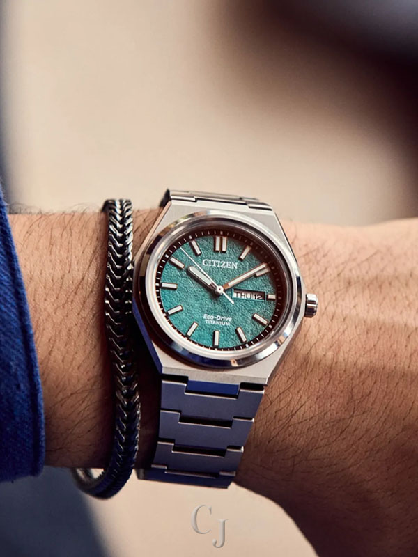 CITIZEN ZENSHIN THREE-HAND GREEN DIAL MEN'S WATCH AW0130-85X