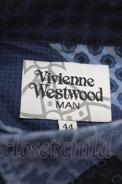 ヴィヴィアンウエストウッド MAN 中古 / パッチワーク風シャツ 44 青 I