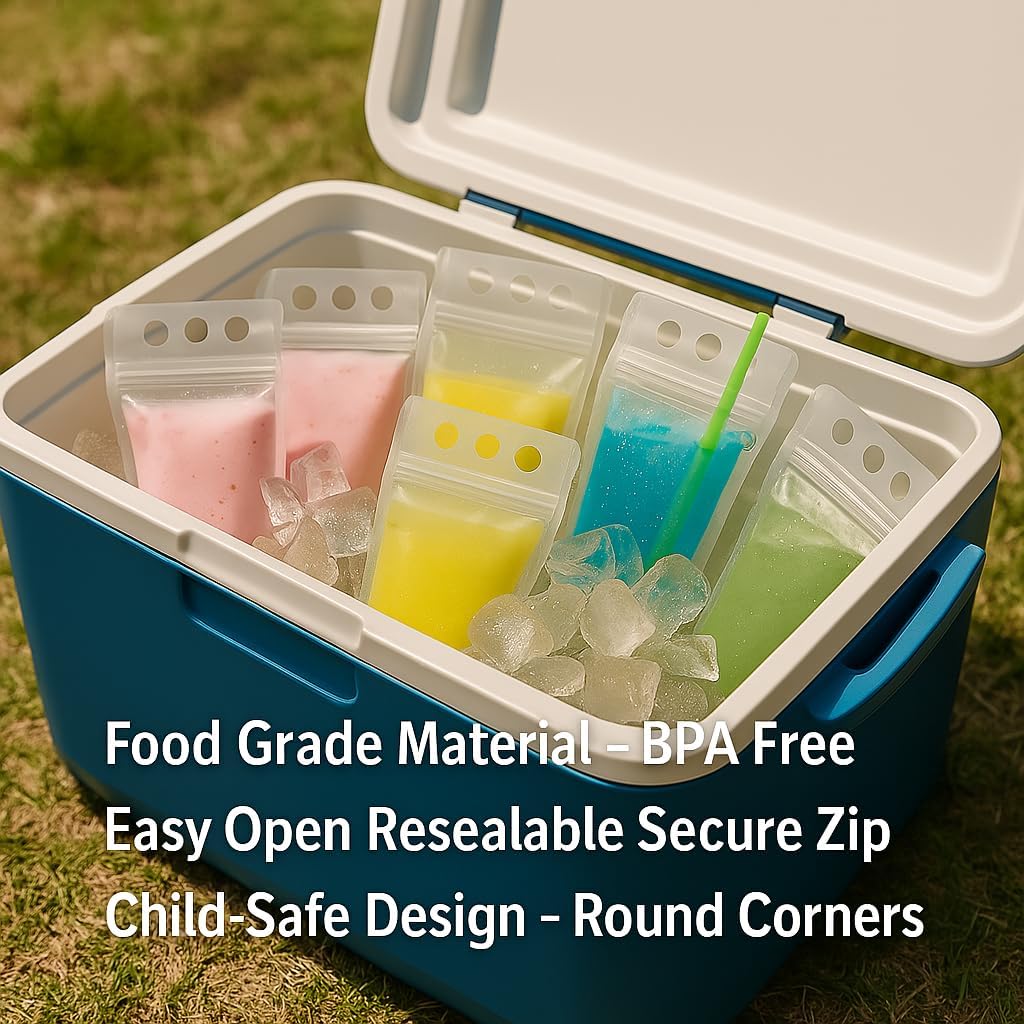 Heavy Duty Hand-Held Drink Juice Pouches with Straw Bags for